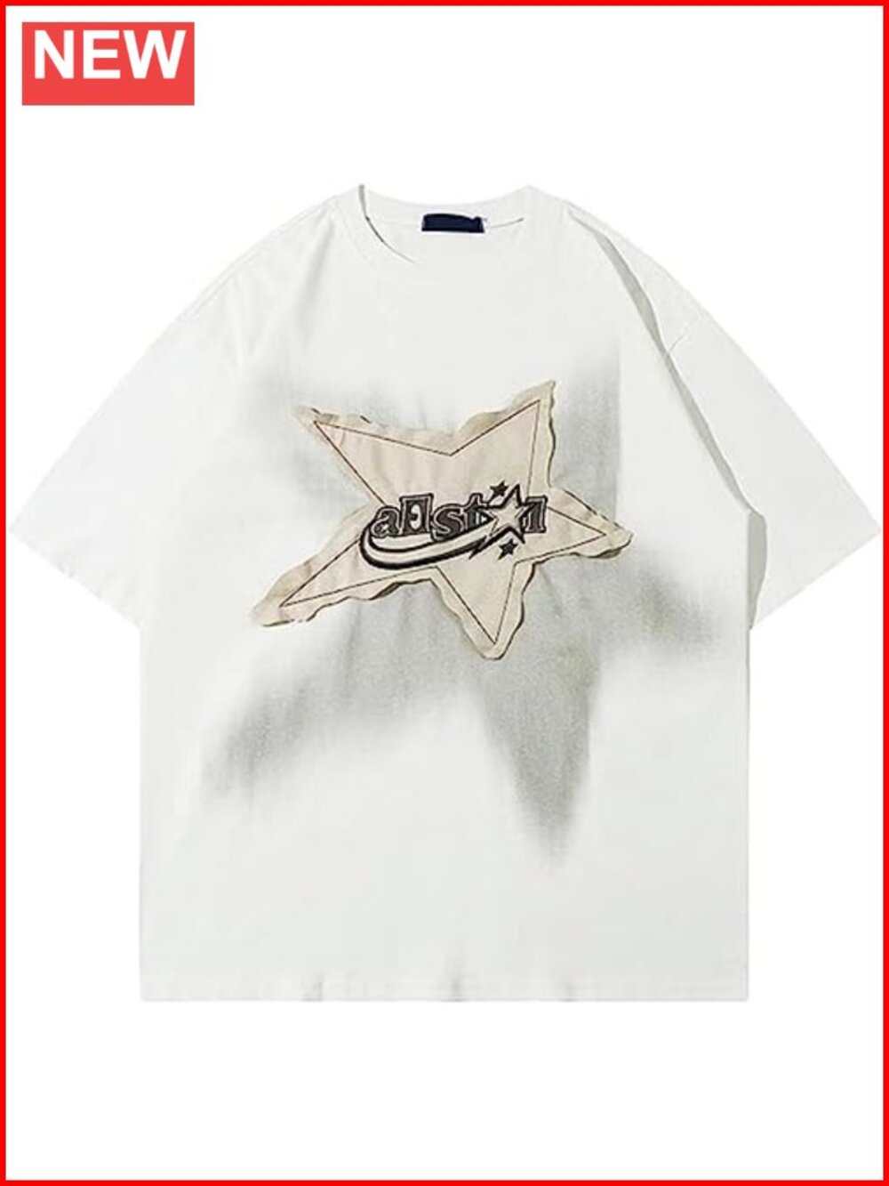Oversized Cotton Star Graphic Tee Y2K Grunge Streetwear Top